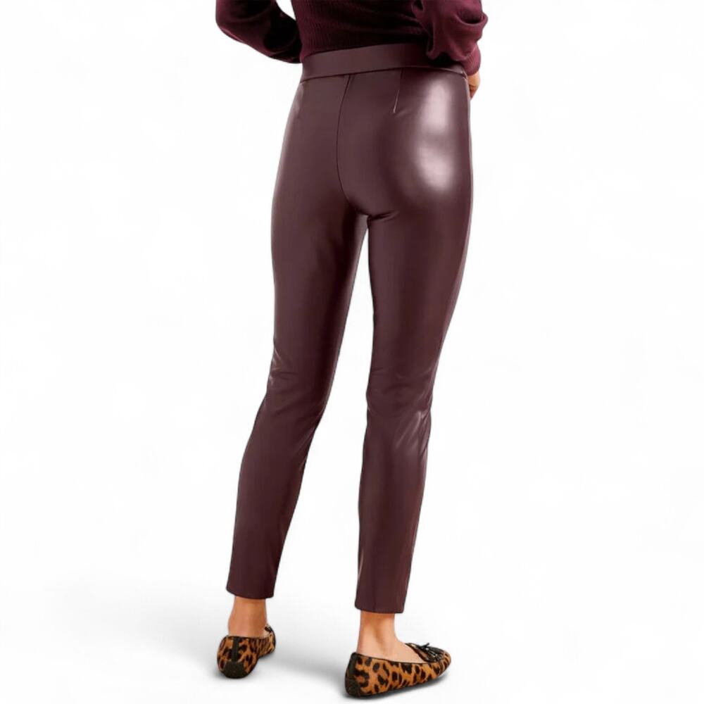 Talbots Women's Faux Leather Leggings Size 16 Rich Burgundy P233016329 Pants - Picture 4 of 10